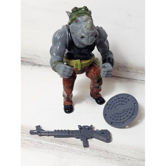 Vintage 1988 TMNT Rocksteady Action Figure Teenage Mutant Ninja Turtle - Picture 1 of 5